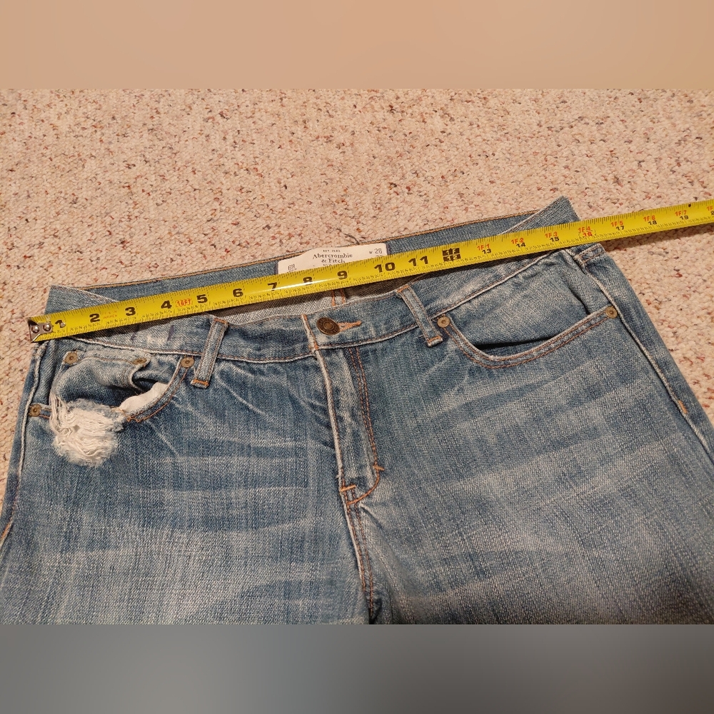 Women's Distressed Blue Jeans Straigth Leg Abercrombie Y2k Vintage Model ERIN - Picture 8 of 13